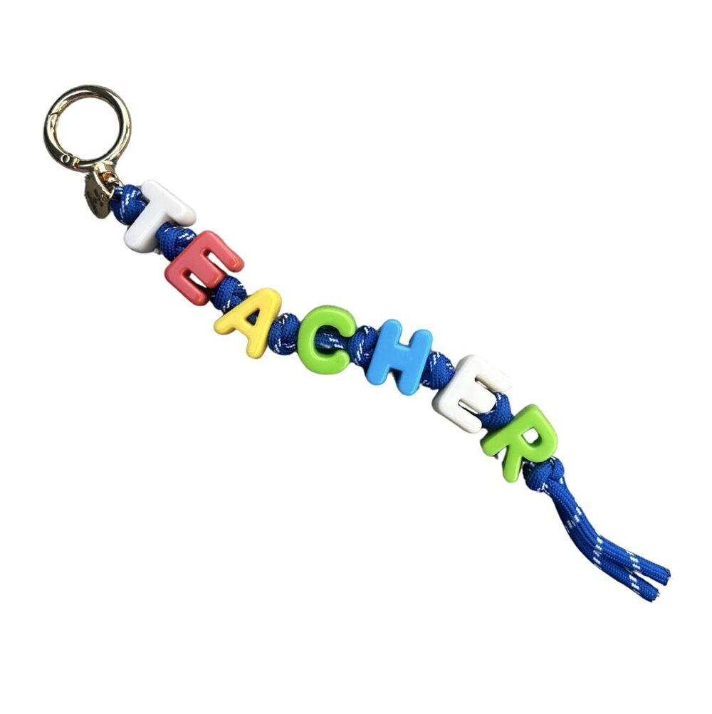 7514 TEACHER Letter Bag Charm Gold Loop Back To School Teacher Gift